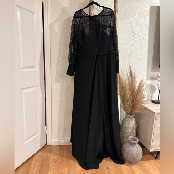 Mac Duggal Long Sleeve Lace Illusion Gown Maxi Dress 67143F Black Size 22W - Picture 4 of 8
